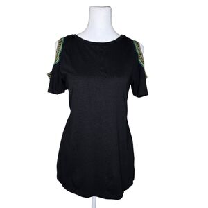 LOFT Womens Black Blouse With Open Shoulders Size Small